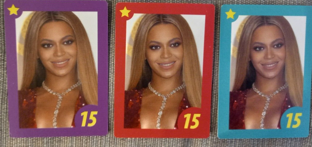 Beyoncé Knowles. FULL SET OF 3 CARDS MINT. 2021 Paladone Celebrity Who Is It
