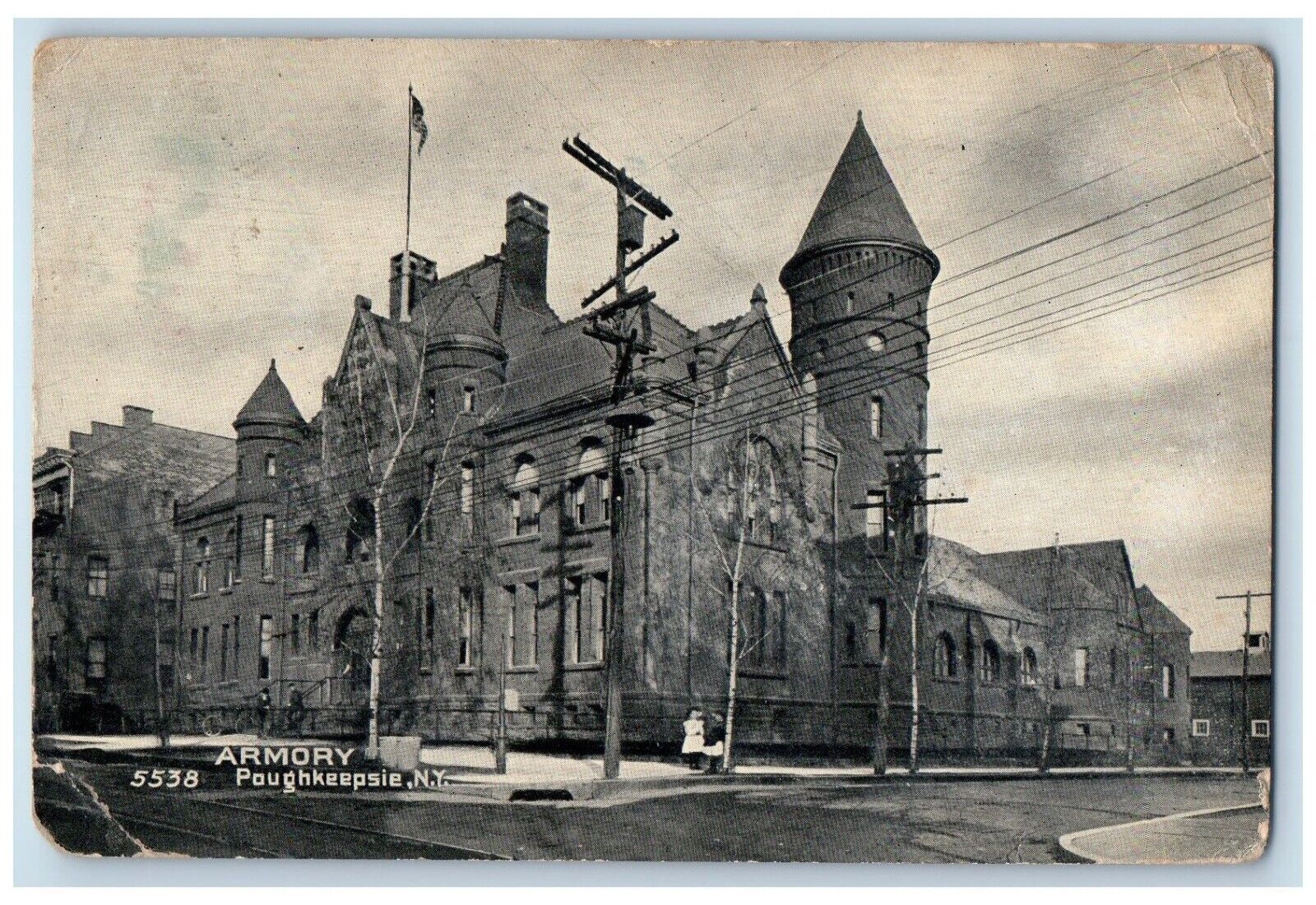 1907 View Of Armory Building Poughkeepsie New York NY Posted Antique Postcard