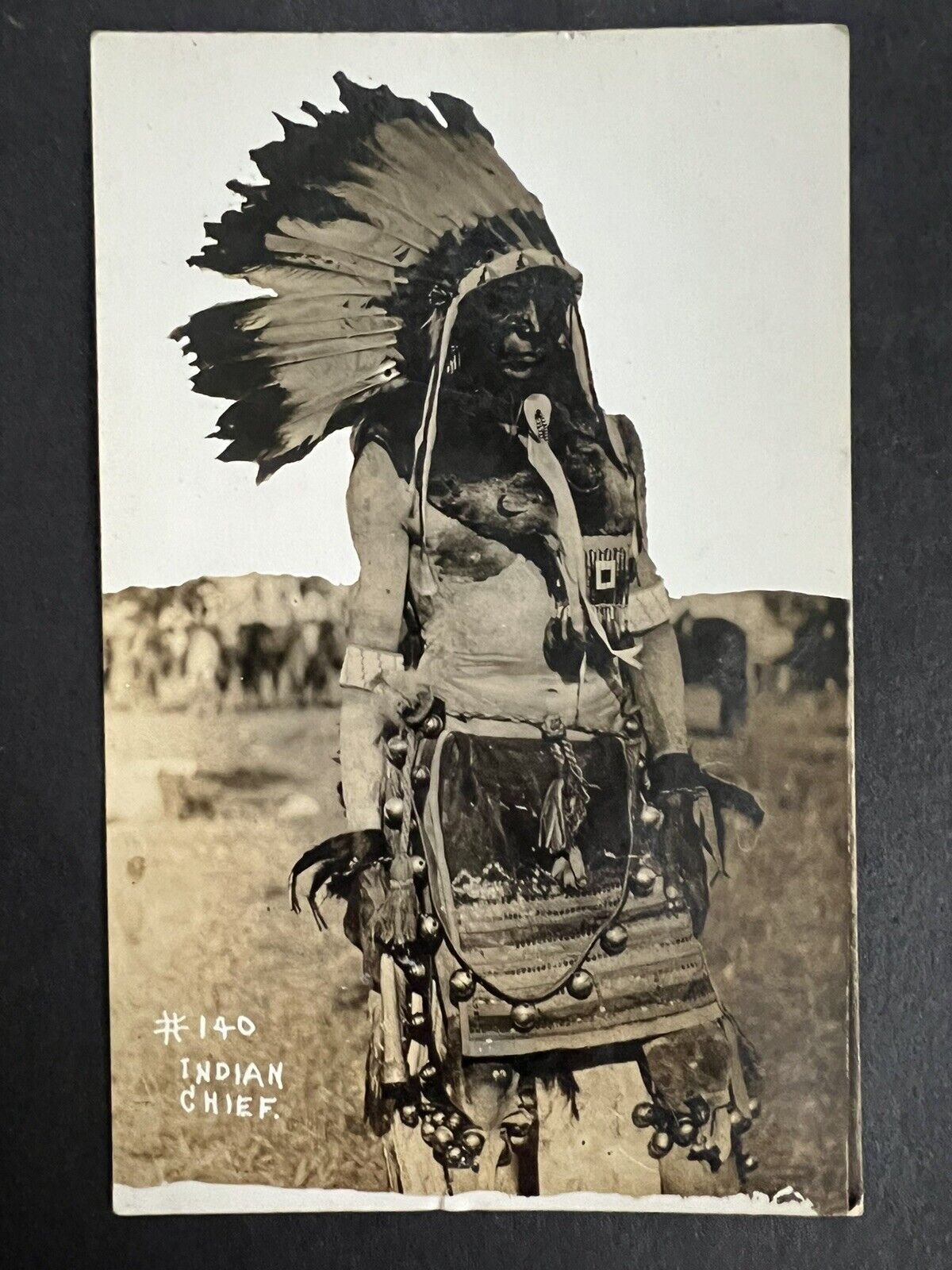 Indian Chief Photo Postcard (Original And Rare)