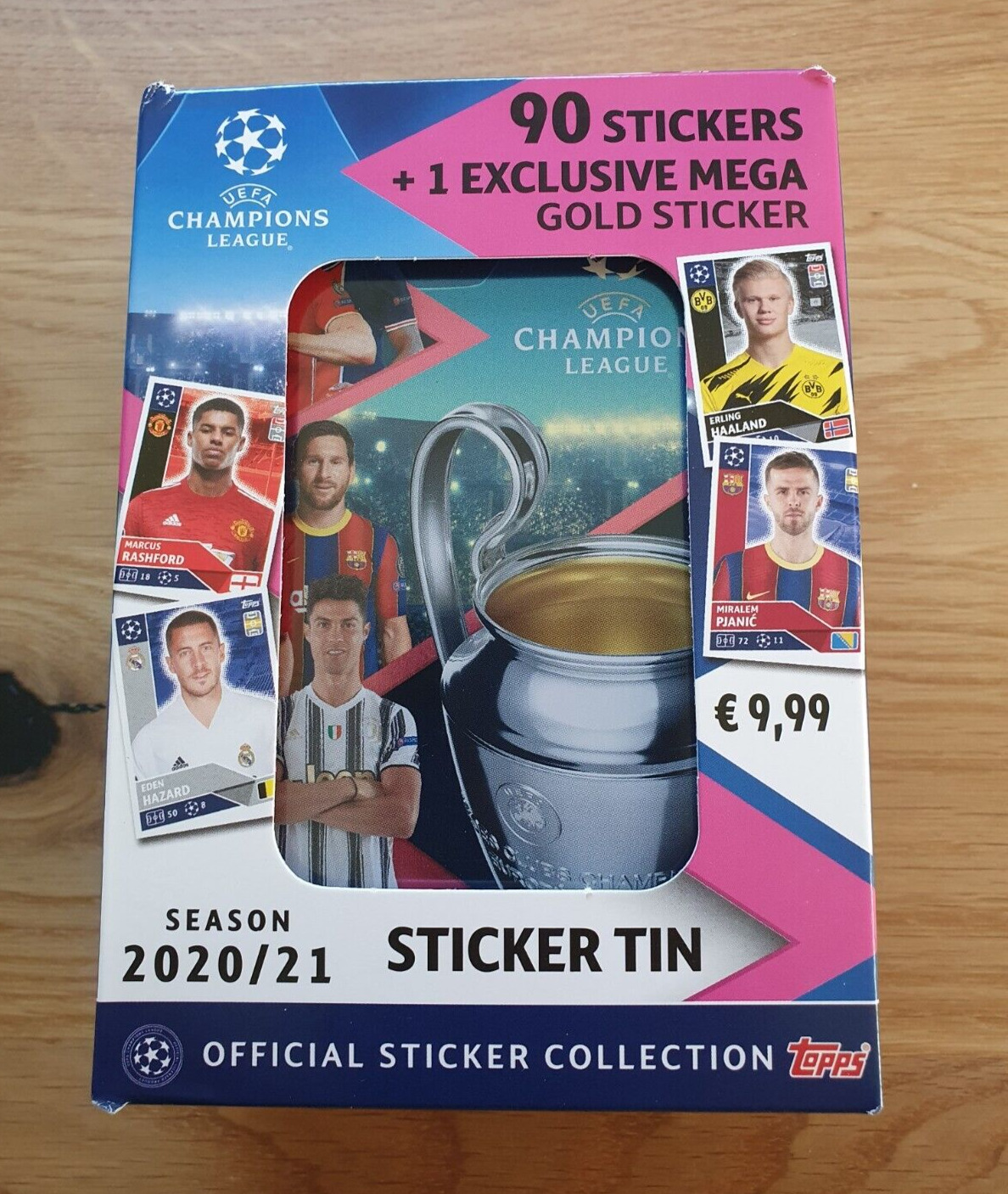Topps 1 Tin Champions League 2020 2021 90 Sticker 9 Bags Box Display Mega Gold