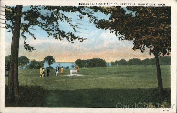 1932 Manistique,MI Indian Lake Golf and Country Club Schoolcraft County Postcard
