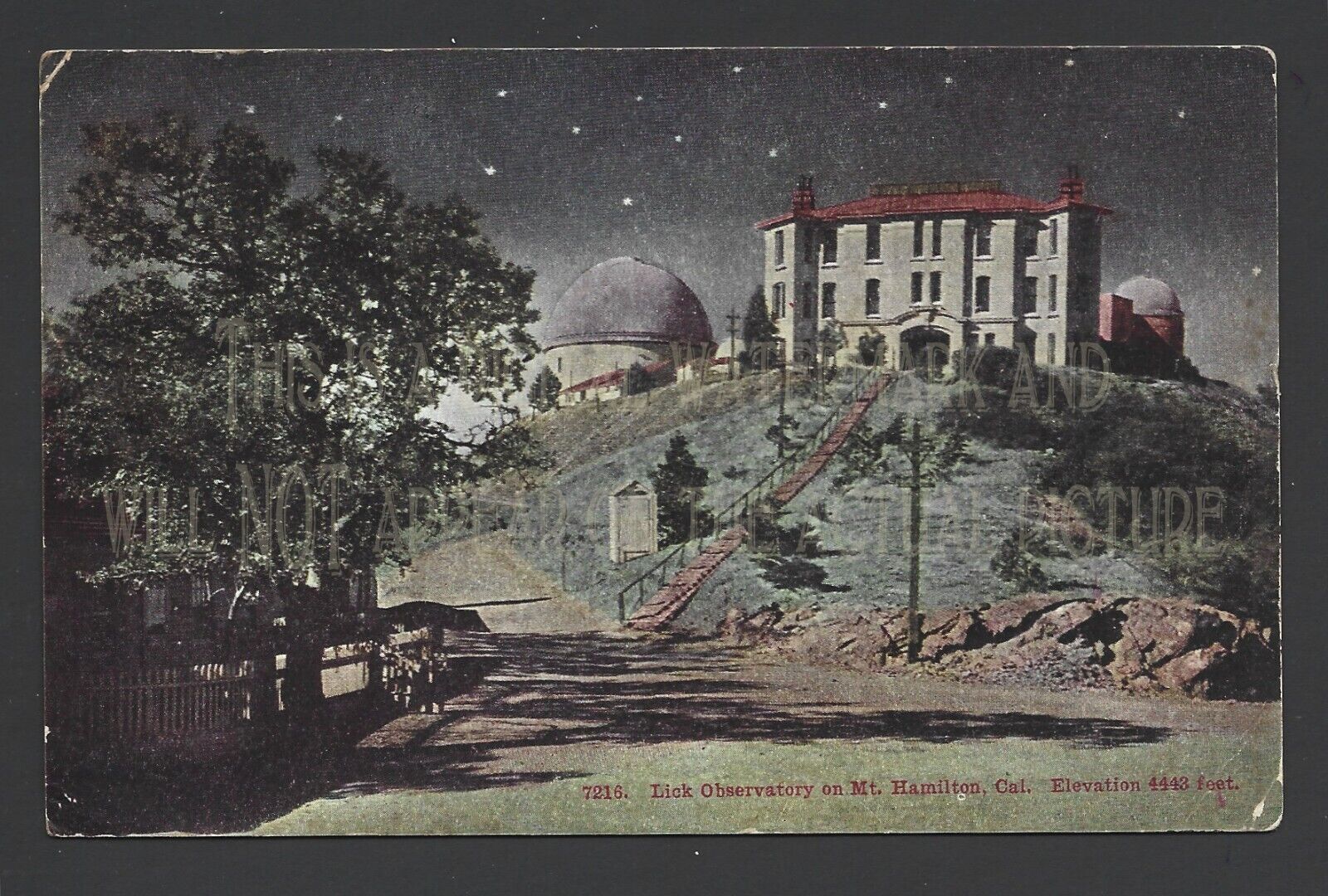 Lick Observatory Mt Hamilton California c 1920 s Night Sky Antique RPPC Postcard