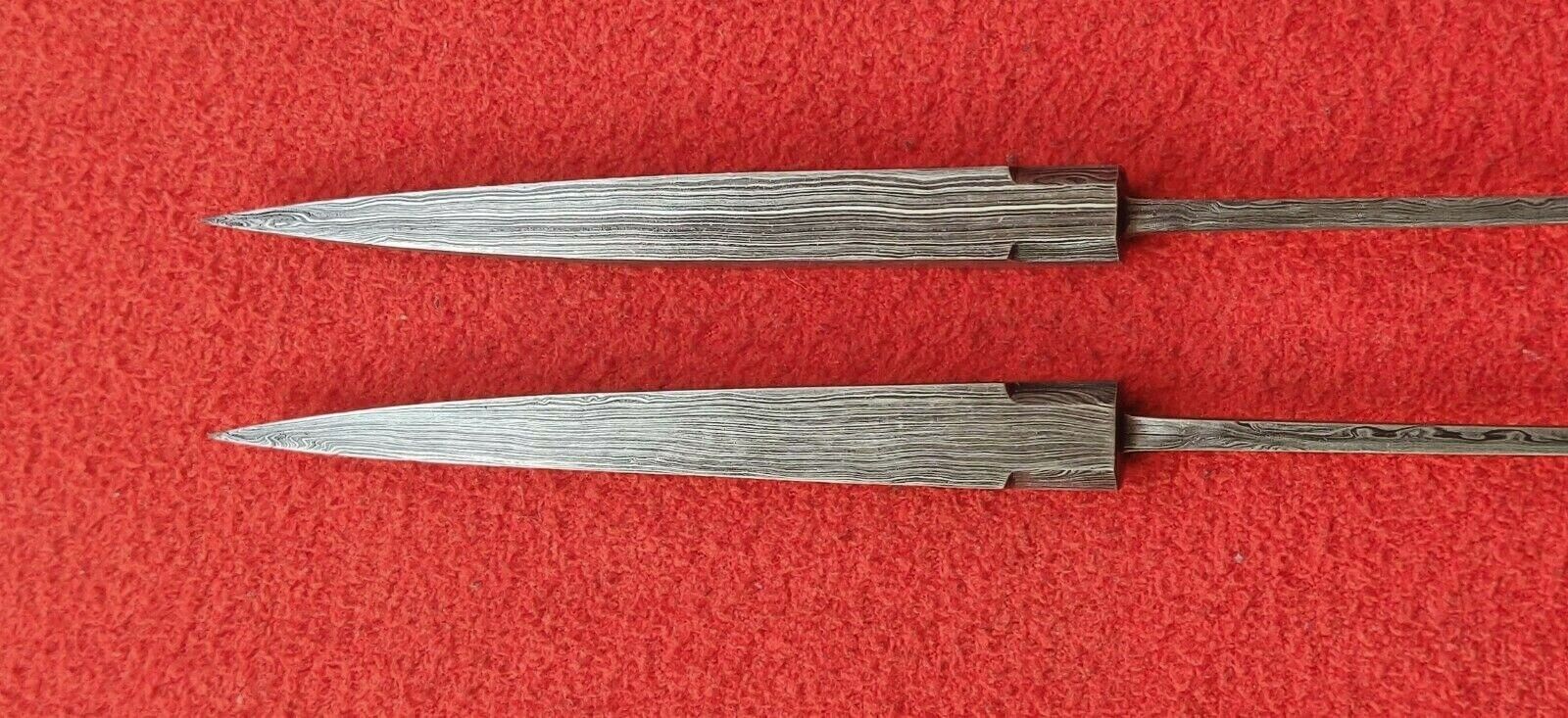 Set Of 2 Damascus Steel Hand Forged Spear Head, Spear Tip, Spear Point