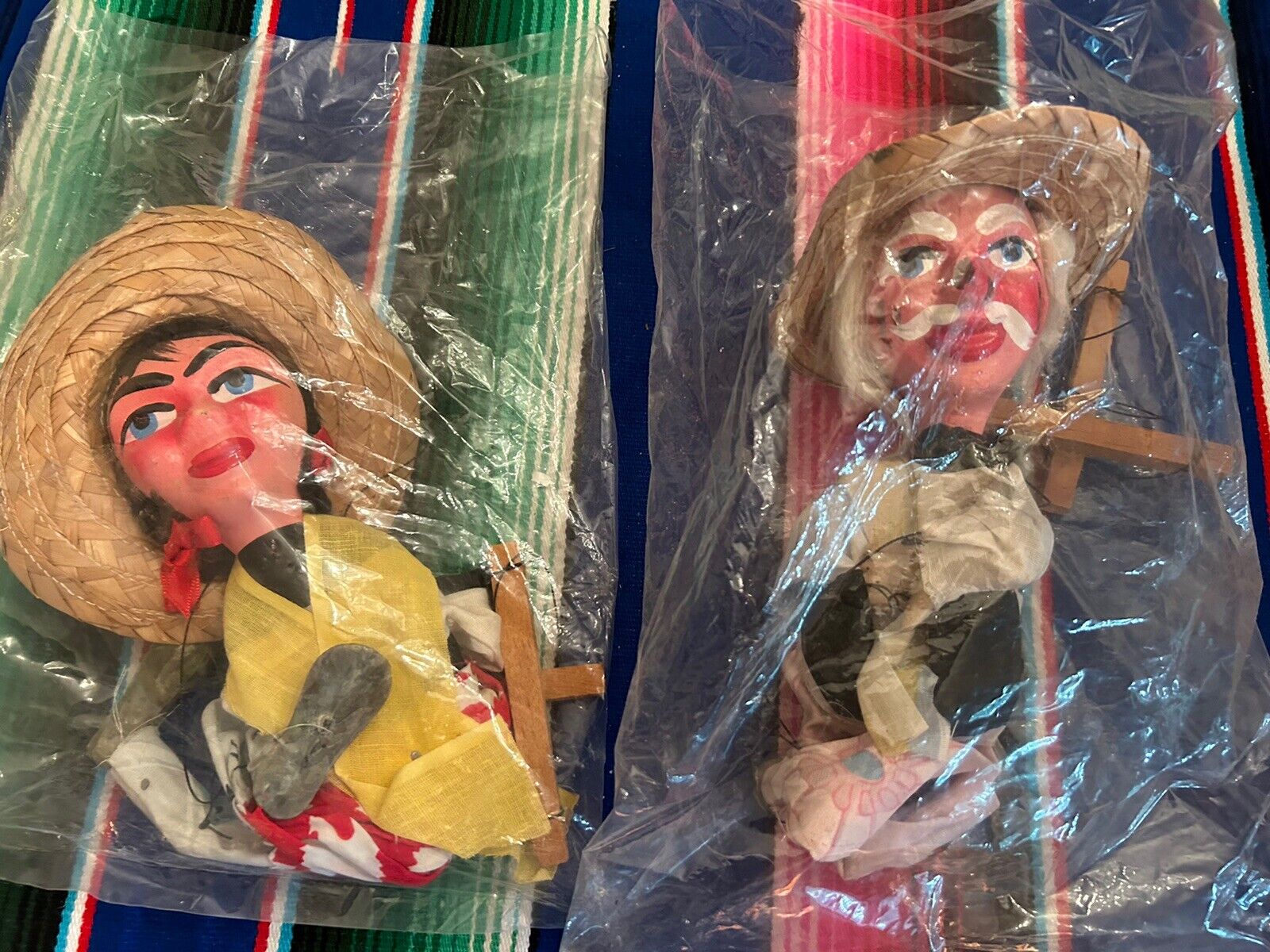 Mexican String Puppets - Vintage Man And Woman From Veracruz.