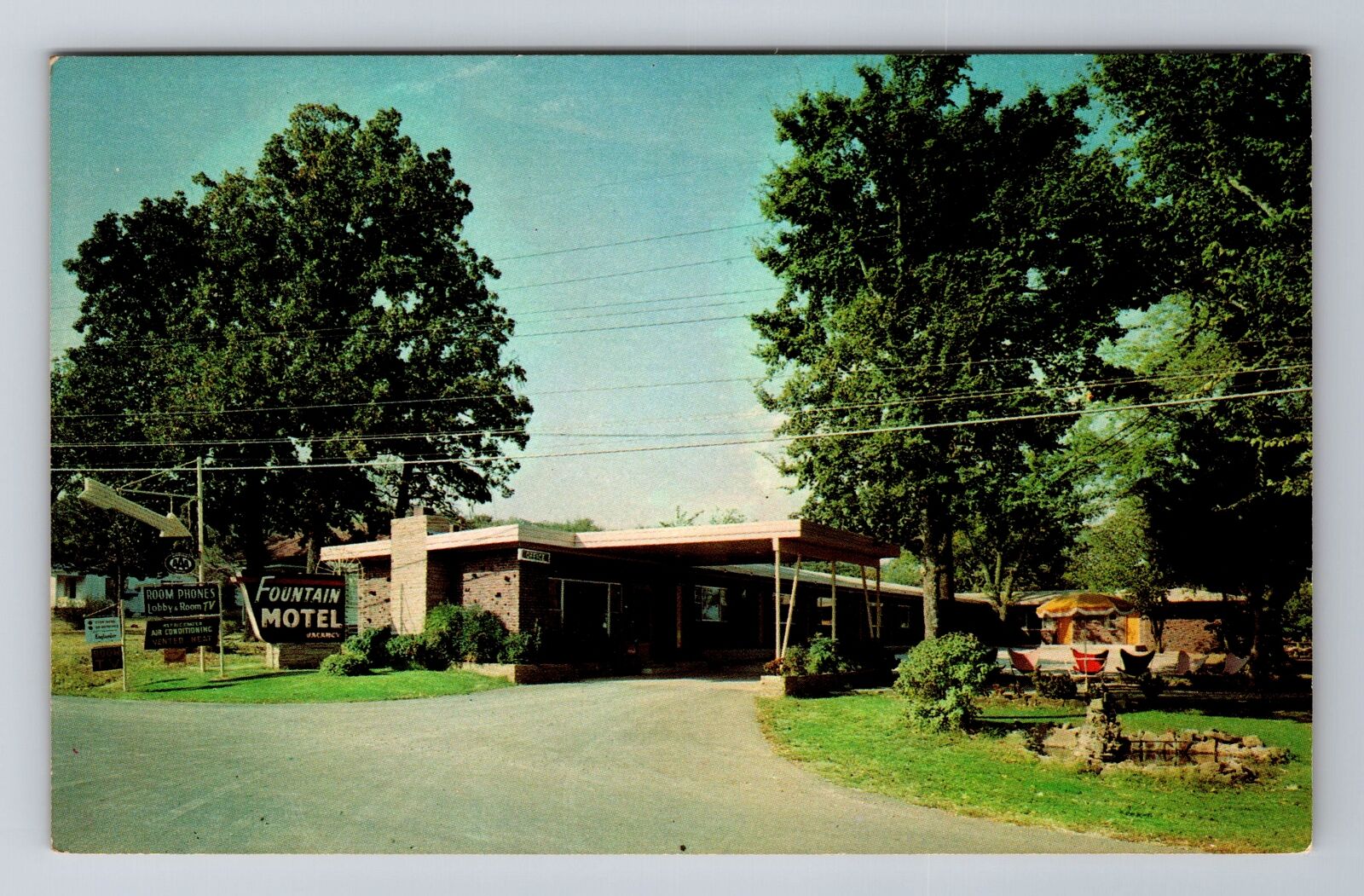 Fayetteville AR-Arkansas, Fountain Motel, Advertising, Vintage Souvenir Postcard