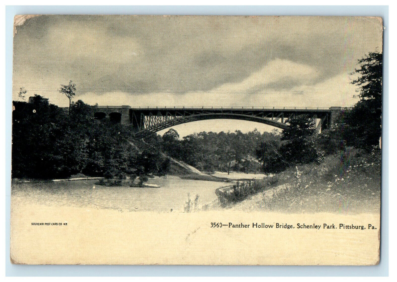 c1910s Panther Hollow Bridge, Schenley Park, Pittsburgh Pennsylvania PA Postcard