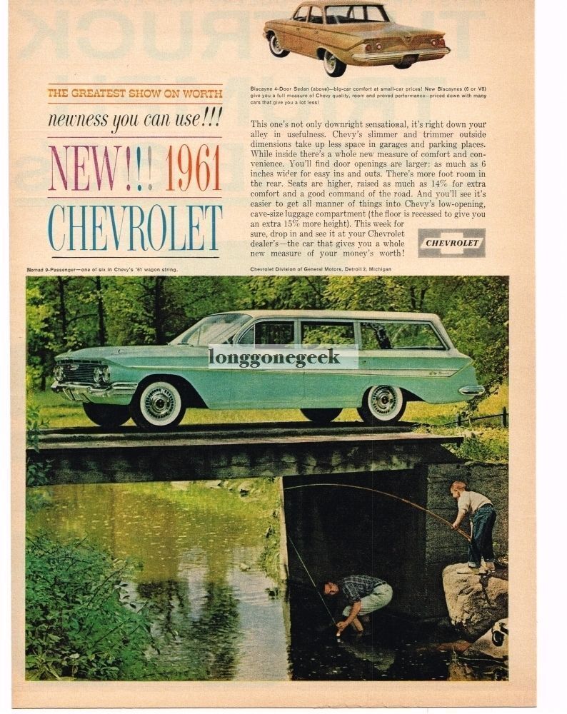 1961 Chevrolet Chevy Nomad Station Wagon Automobile Car Vintage Ad 
