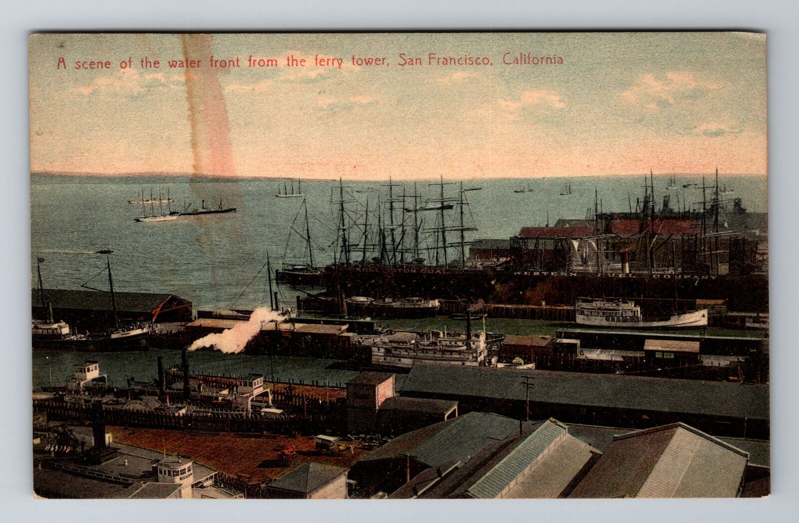 San Francisco CA-California, Scene Of Water Front, Ferry Tower Vintage Postcard
