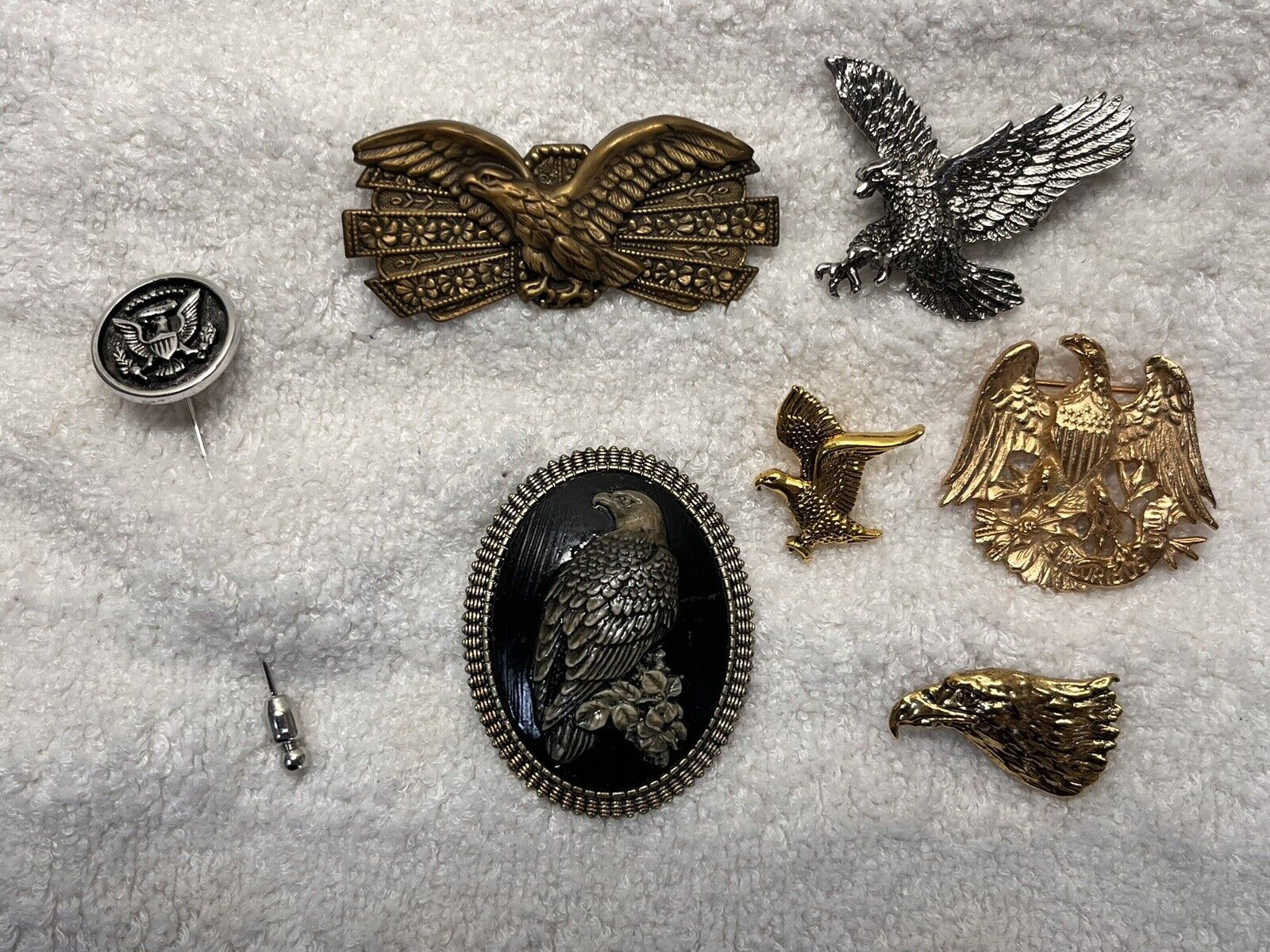 Lot Of 7 American Bald Eagle Pins Brooches America USA Patriotic July 4th