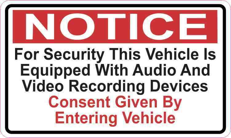 5x3 Audio And Video Recording Consent Magnet Car Truck Vehicle Magnetic Sign