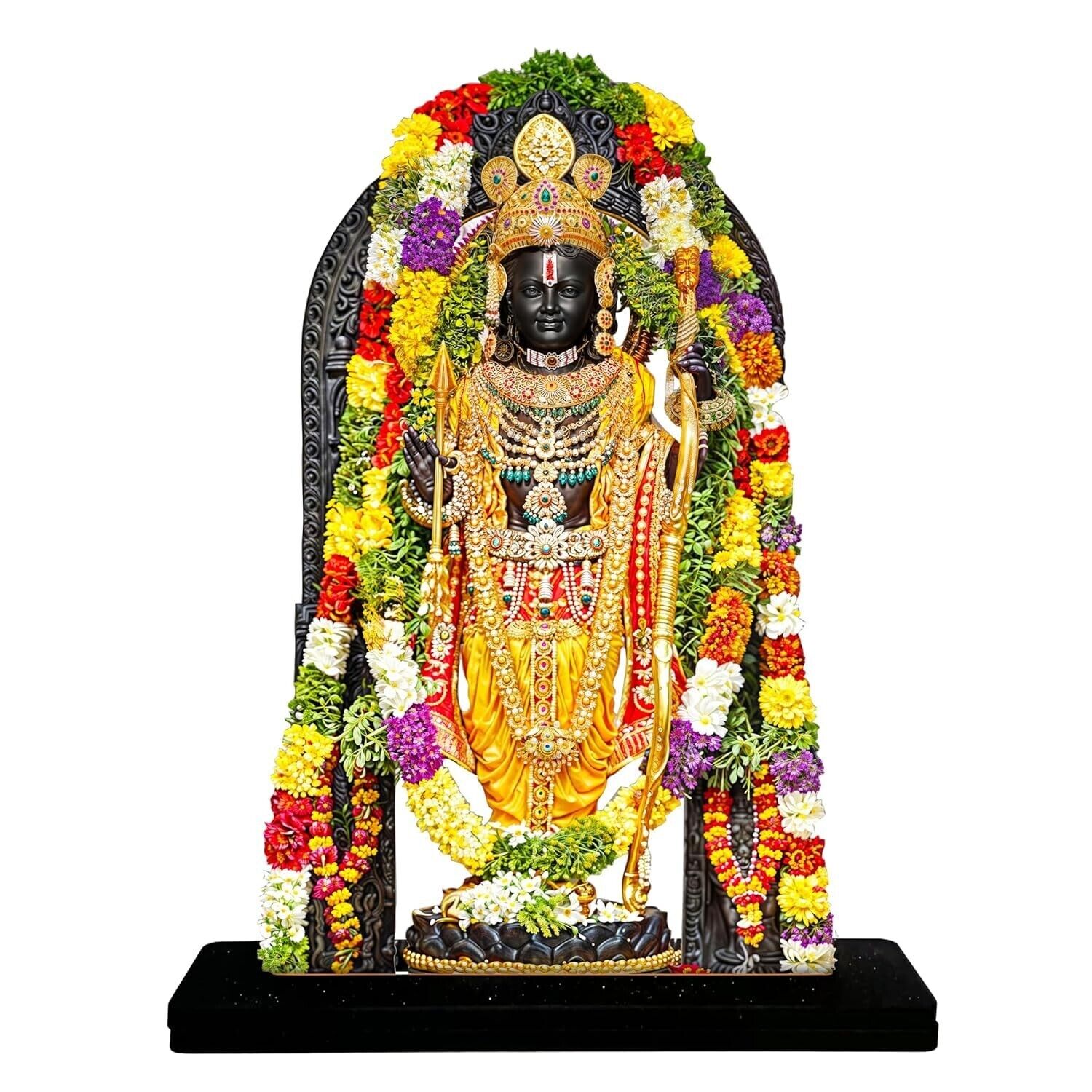 Ram Lalla MDF Cutout Coloured Murti Statue - Ayodhya Ram Lalla Wooden Decorative