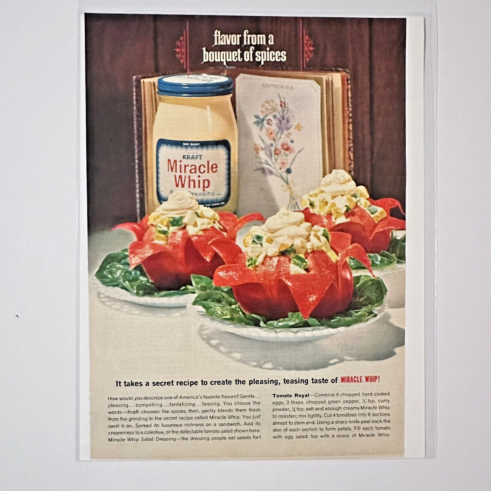 1964 Kraft Miracle Whip Print Ad Recipes Flavor Bouquet Spices Woman’s Day Mag