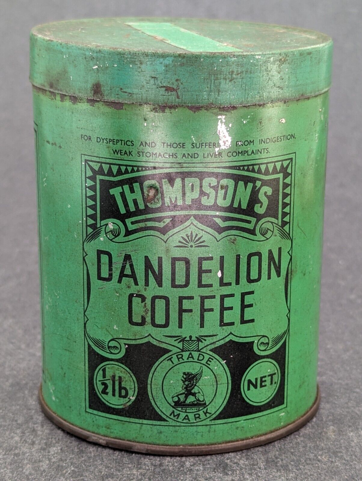 Vintage Thompson\'s Pure Food Co Dandelion Coffee Tin Can Potter & Clarke England