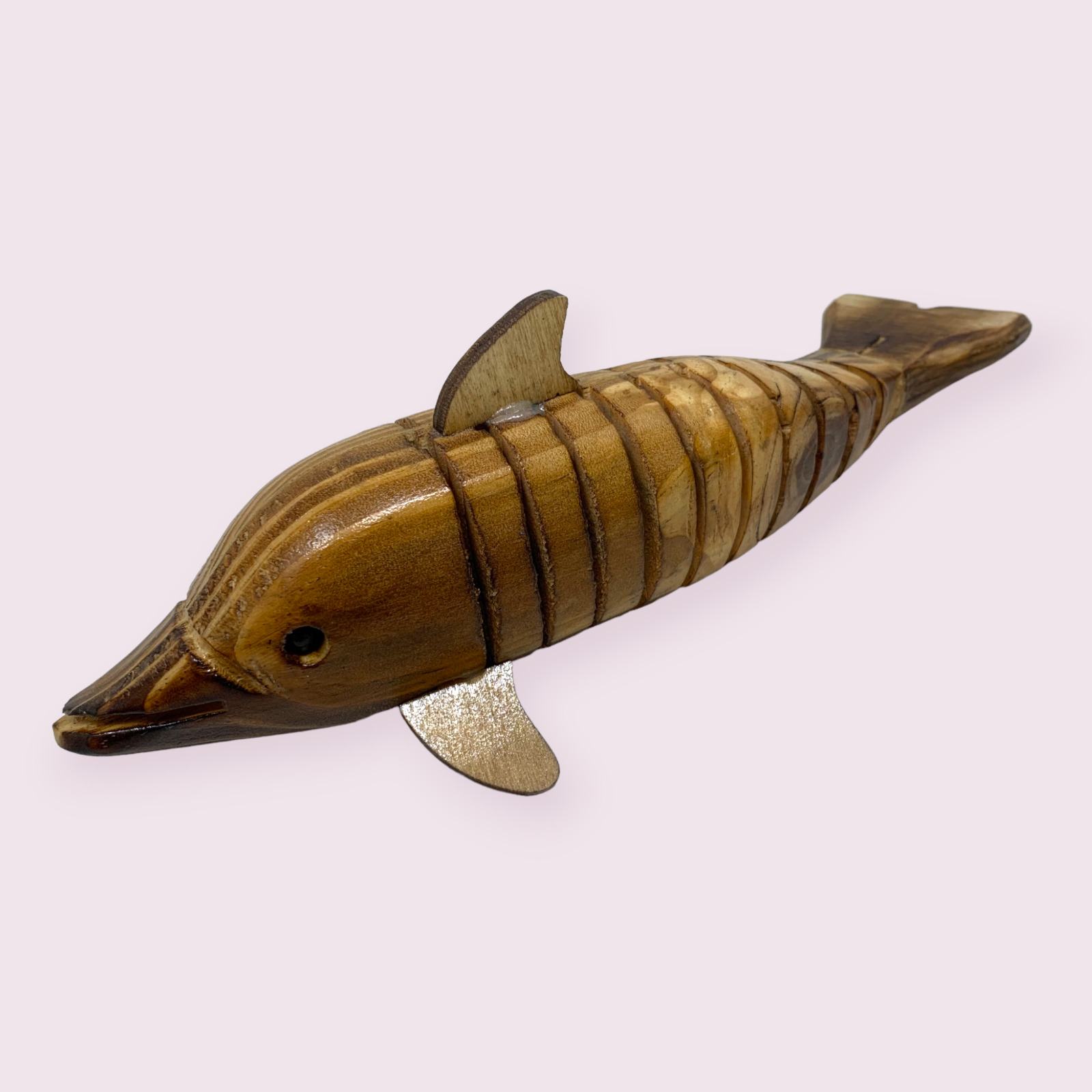 Vintage Wooden Dolphin Bendable Articulating Figurine Sculpture Bahamas