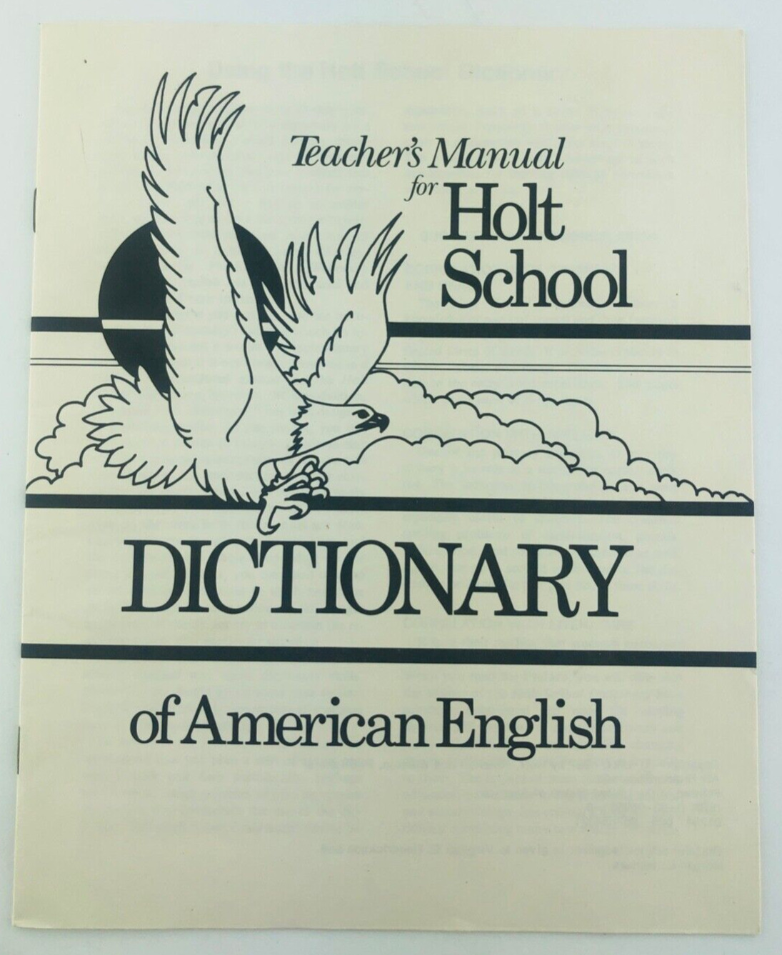 Vtg Teacher\'s Manual for Holt School Dictionary of American English 1981