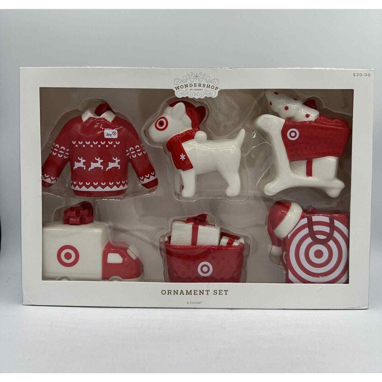 2023 Target Wondershop Christmas Bullseye Theme 6 Piece Ceramic Ornament Set NEW