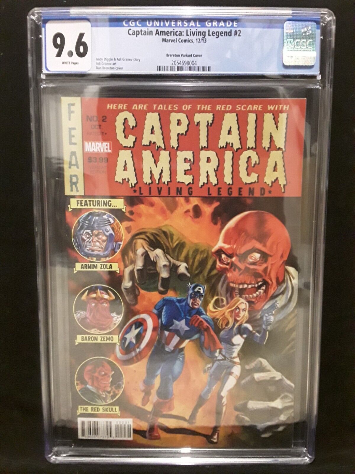 Captain America Living Legend #2 Brereton 1:50 Variant CGC 9.6 White Pages