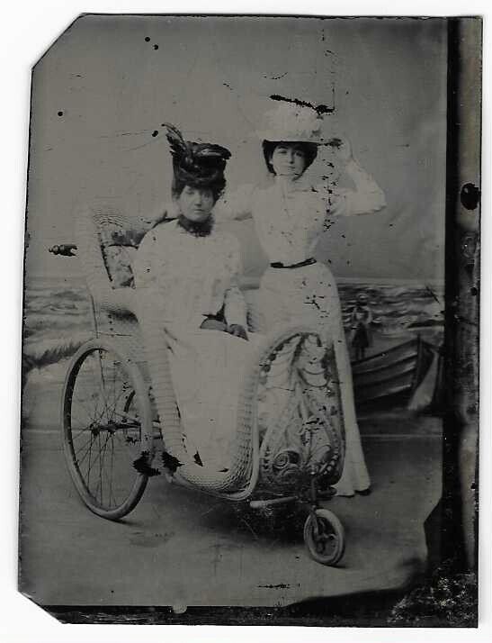 Tintype of Ladies with a Pushcart