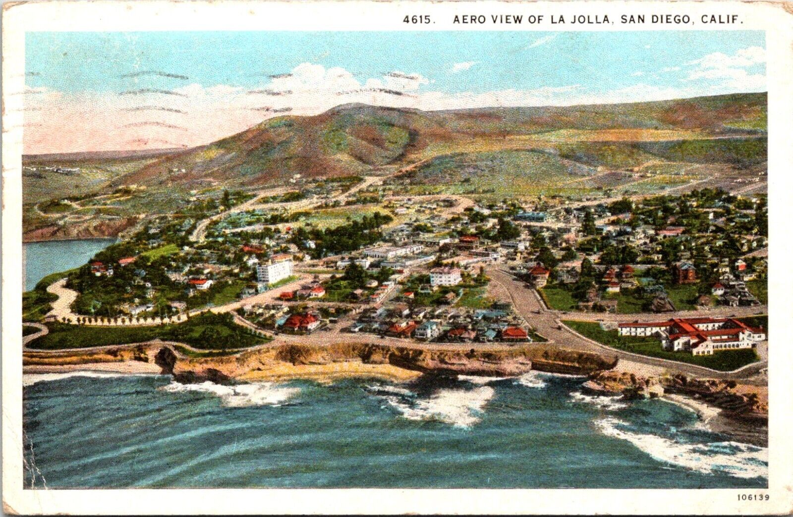 Postcard 1926 La Jolla Aerial View San Diego California D18