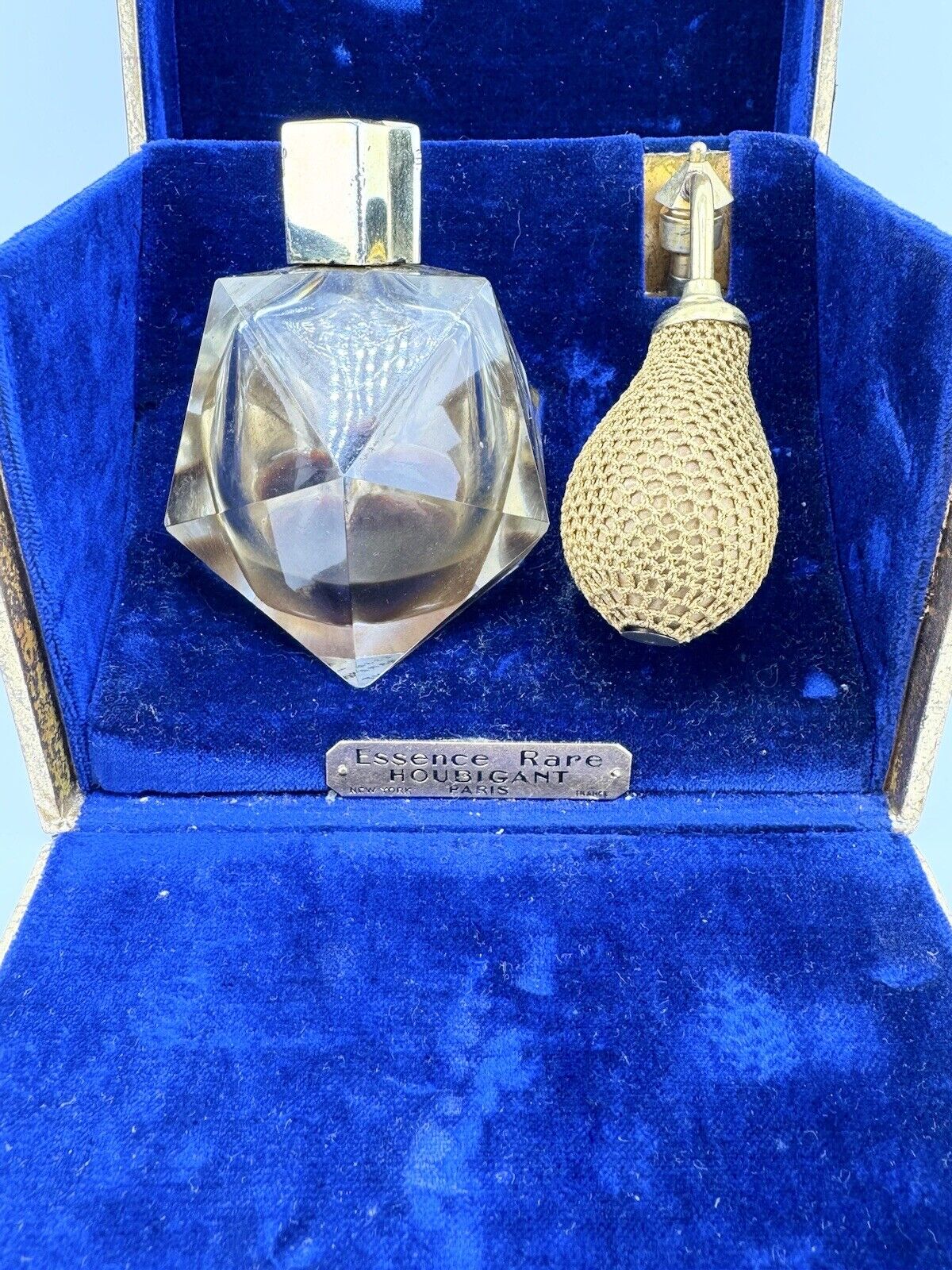 Antique Essence Rare Houbigant Perfume Baccarat Bottle Atomizer Box Note 1922