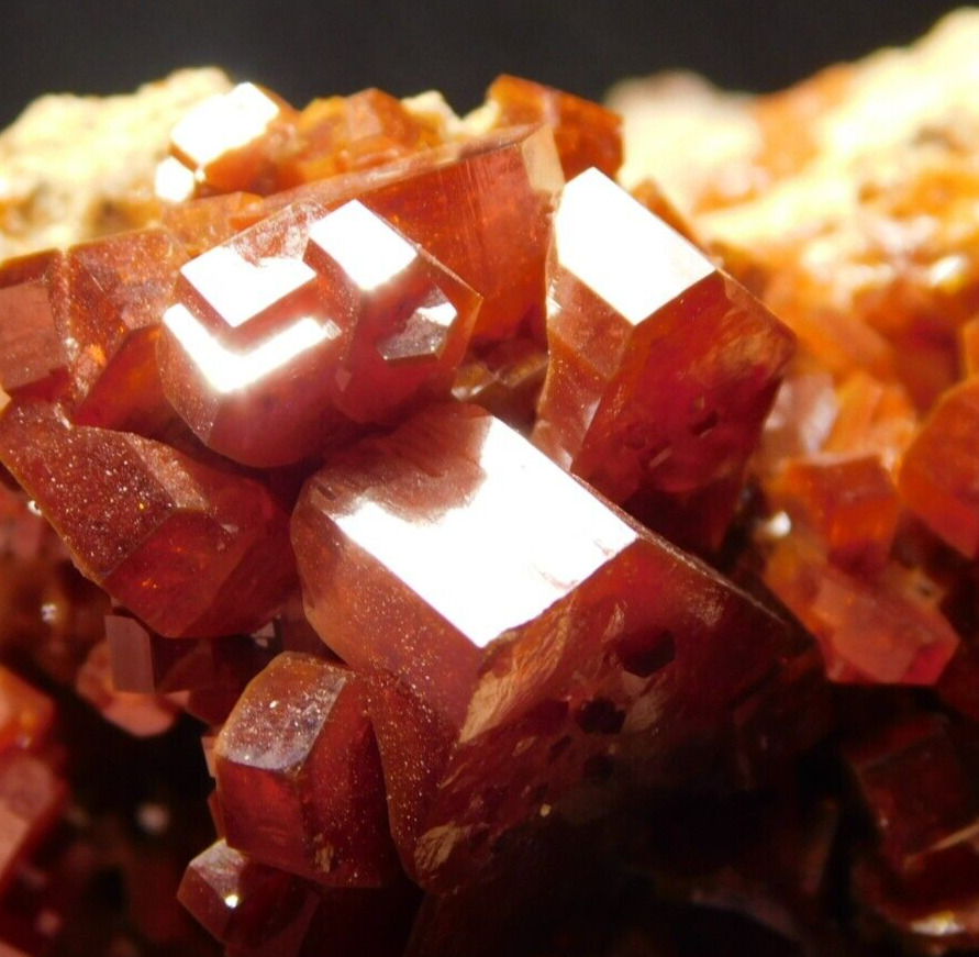 Dozens of ORANGE Crystals Big AAA Vanadinite Crystal Cluster Morocco 355gr