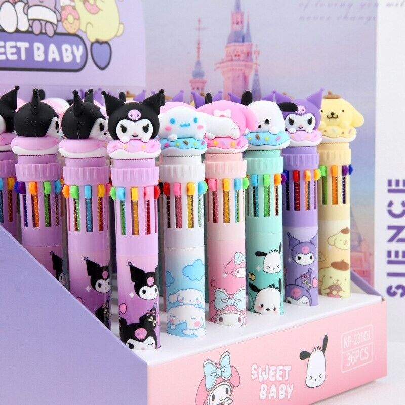 36 Sanrio Hello Kitty Kuromi Cinnamoroll 10 Color Pen Cute Party Gifts for Girls