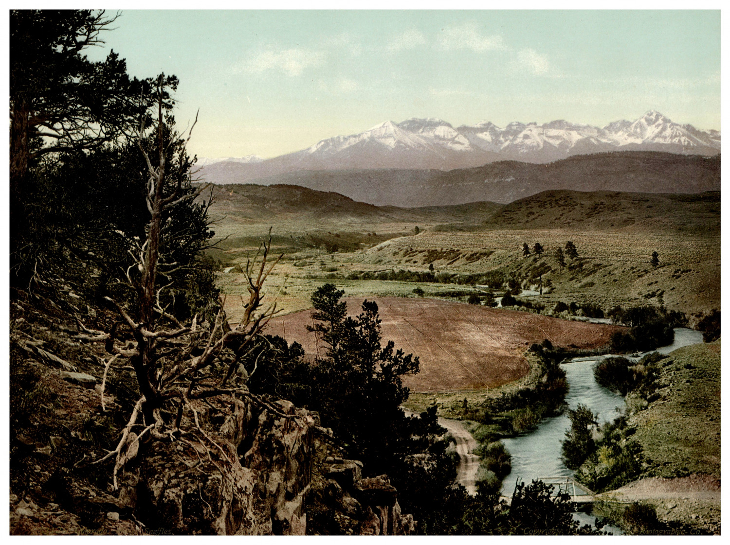 Colorado, Mount Sneffles, from near Dallas  Vintage photochrom print by Detroit 