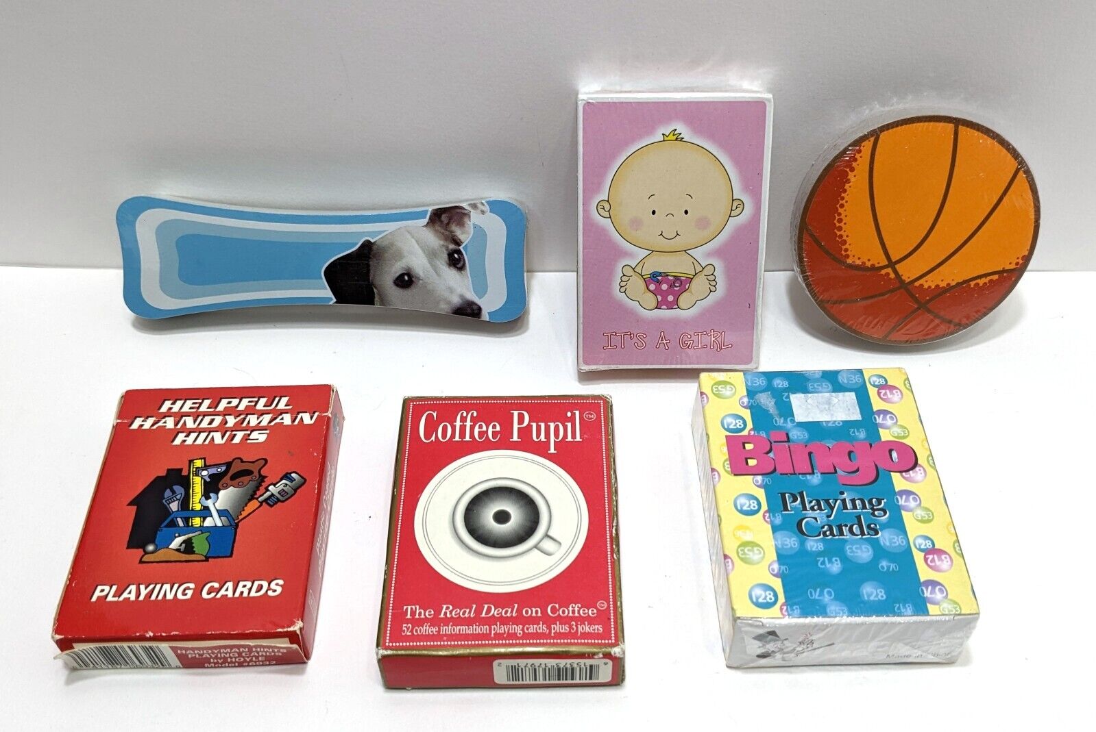 Novelty Deck Playing Cards Lot of 6 Handyman Hints Coffee Pupil Dog Bone & More