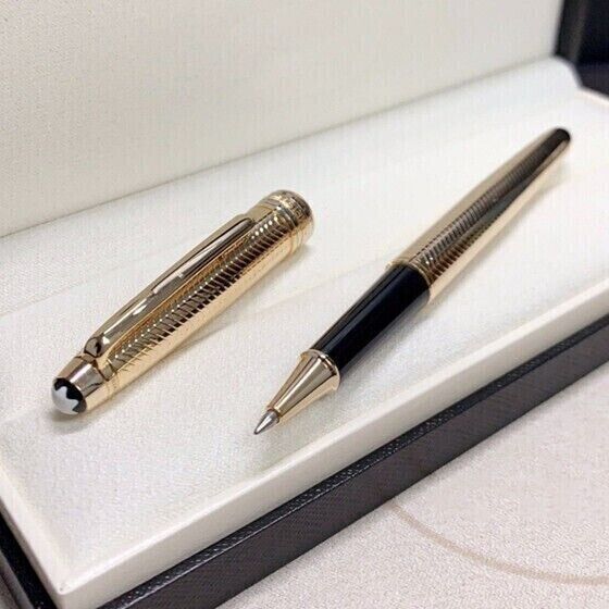 Luxury Mb164 Series Metal Gold Color 0.7mm Black Ink Rollerball Pen No Box