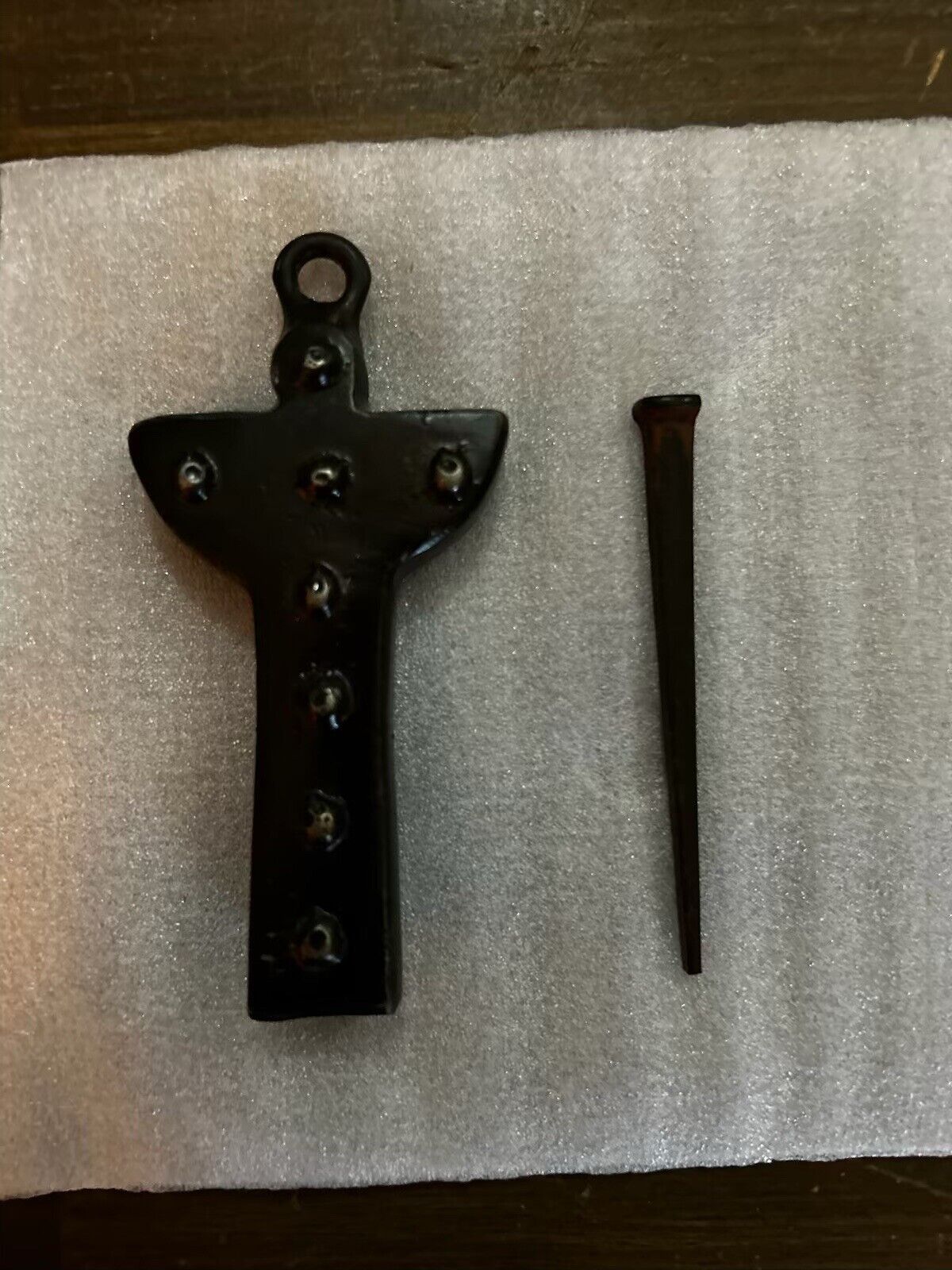 JAN BARBOGLIO Hand Forged Iron Cross w Nail-4’ Very Rare