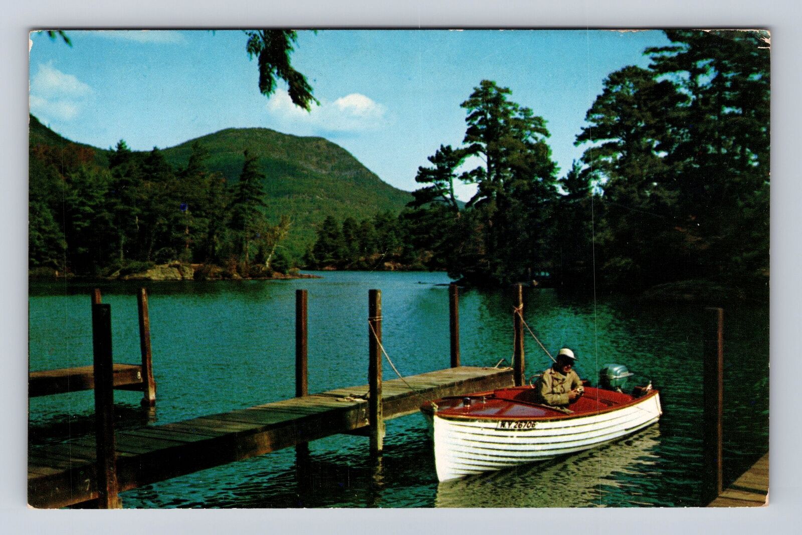 Lake George NY- New York, Dock In The Adirondacks, Antique, Vintage Postcard