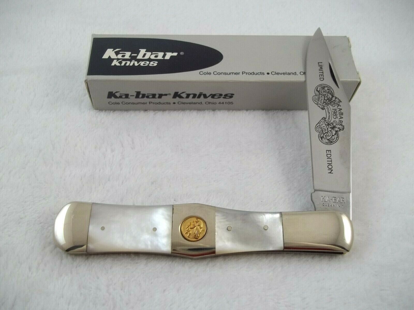 KA-BAR Olean NY 1985 PEARL Handle Coke Bottle Club Knife