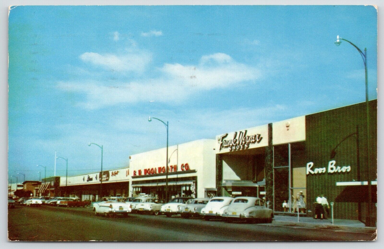 San Mateo CA~Ross Bros~Werner Shoes~Woolworth\'s~4th Avenue~Early 1950s Cars 