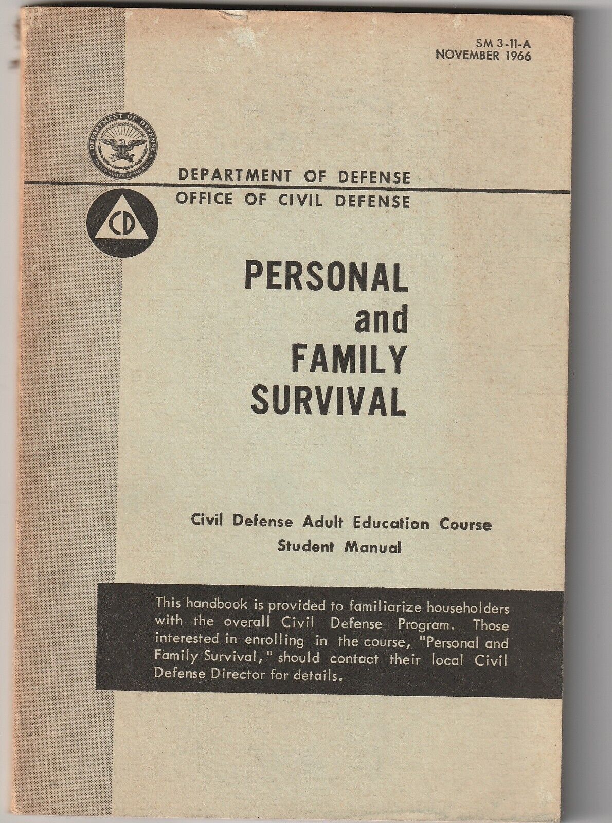 1967 Civil Defense Family Survival book fallout atomic bomb + warning letter