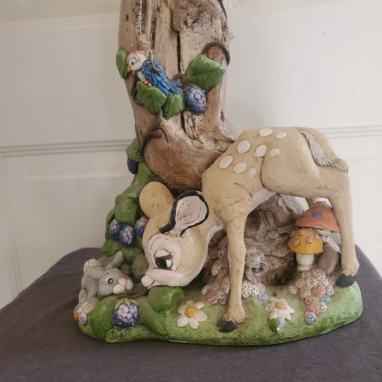 VINTAGE JUTA SANGTHAWEEP Disney Bambi  Cottage Core Chalkware Nursery Lamp '7