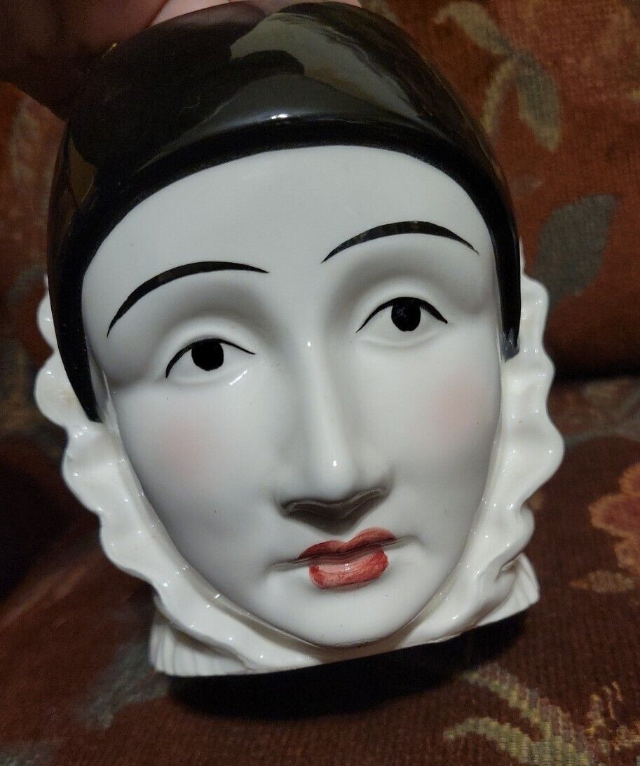 Vtg 1980s Taste Setter Sigma Harlequin Clown Ceramic Pierrot Face 3D Mug