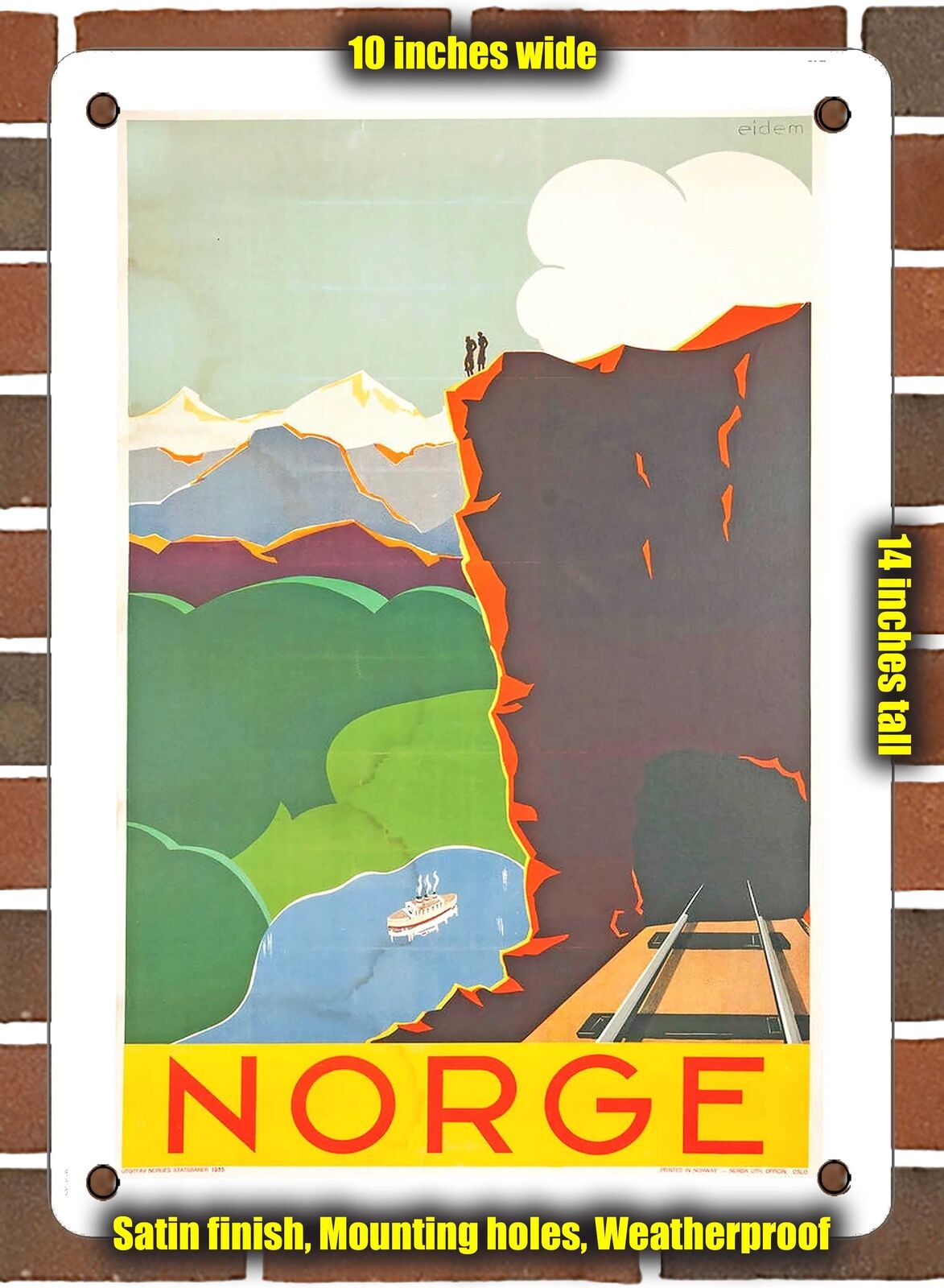 METAL SIGN - 1935 Norway Norwegian State Railways NSB - 10x14 Inches