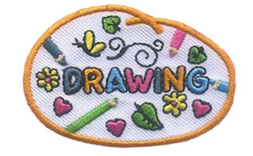 Girl Boy Cub DRAWING art sketch project Fun Patches Crests Badges SCOUTS GUIDE