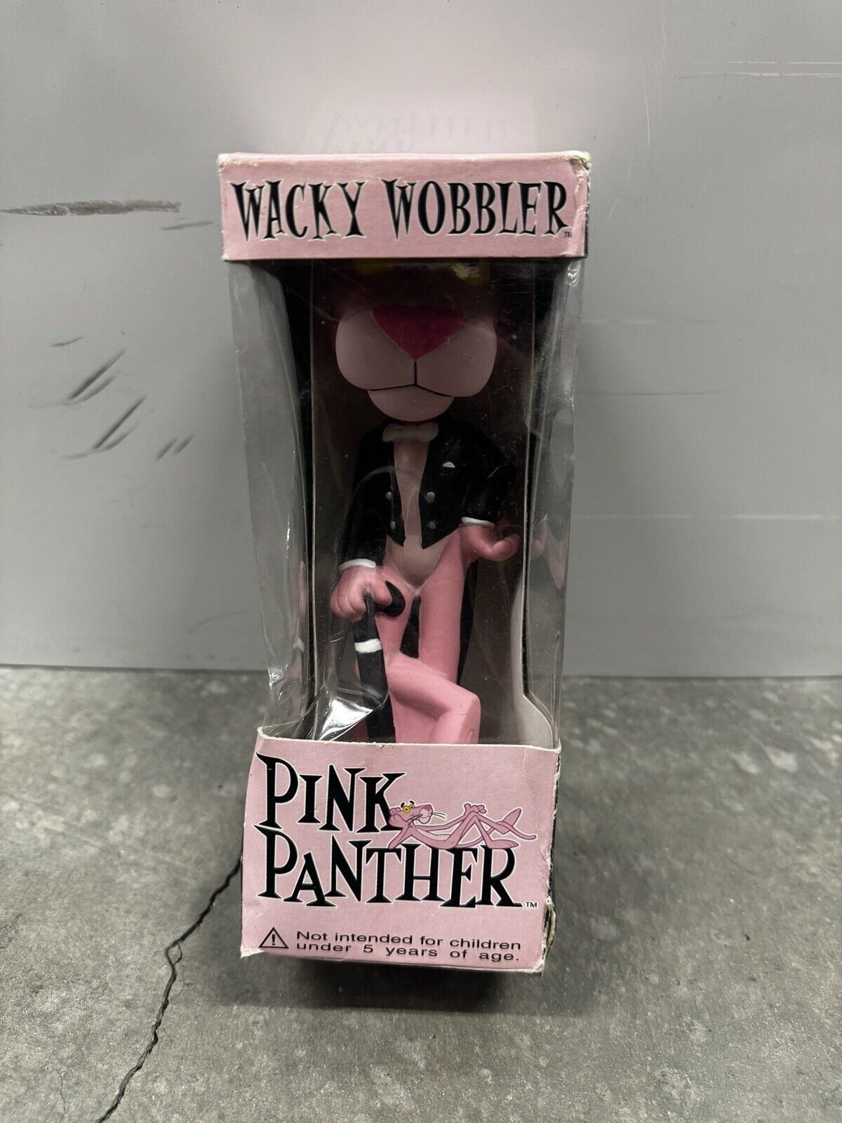 Vintage 2001 FUNKO Pink Panther Wacky Wobbler New Opened Damaged Box See Pics