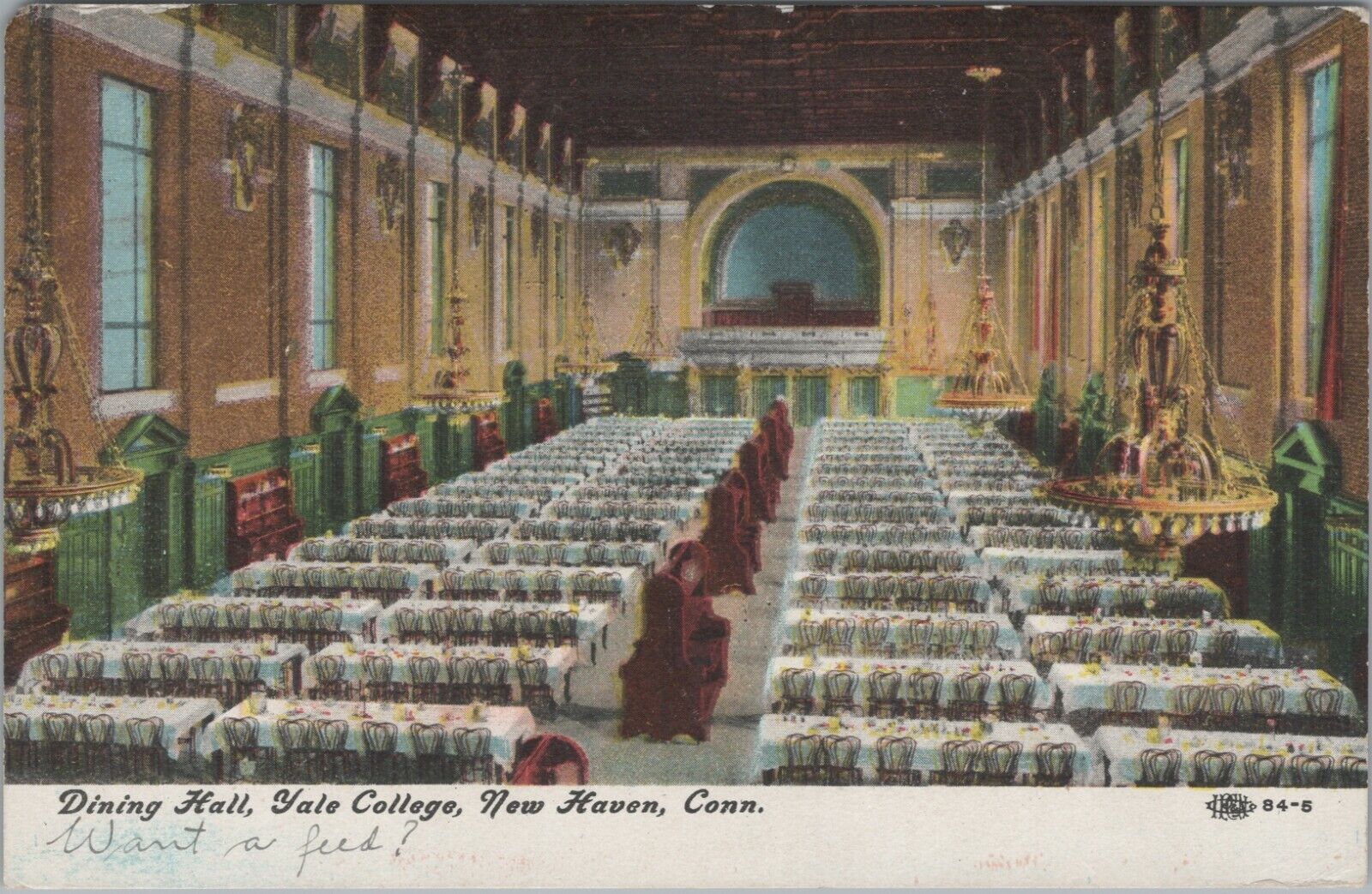 Dining Hall Yale College New Haven CT Connecticut aerial view 1910 postcard F459