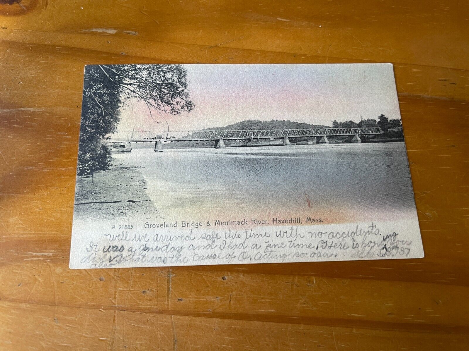 Groveland Bridge & Merrimack River, Haverhill, Massachusetts Antique Postcard