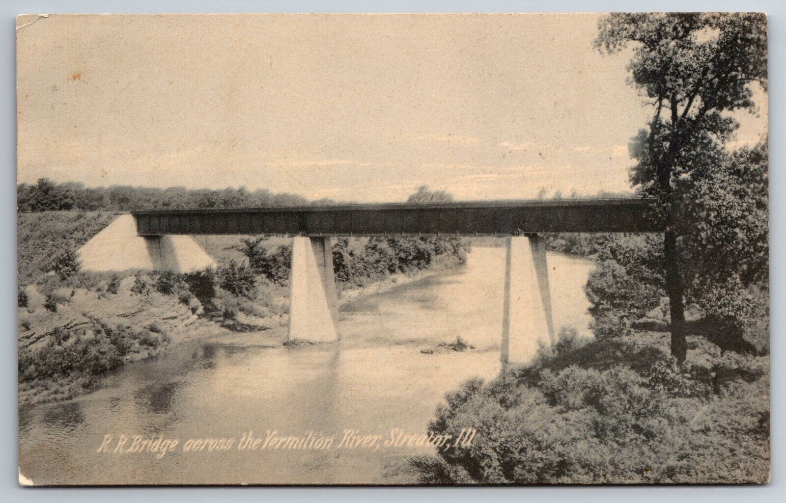 Vintage Postcard IL Streator Vermilton River RR Bridge R. P. O. c1908 ~8134