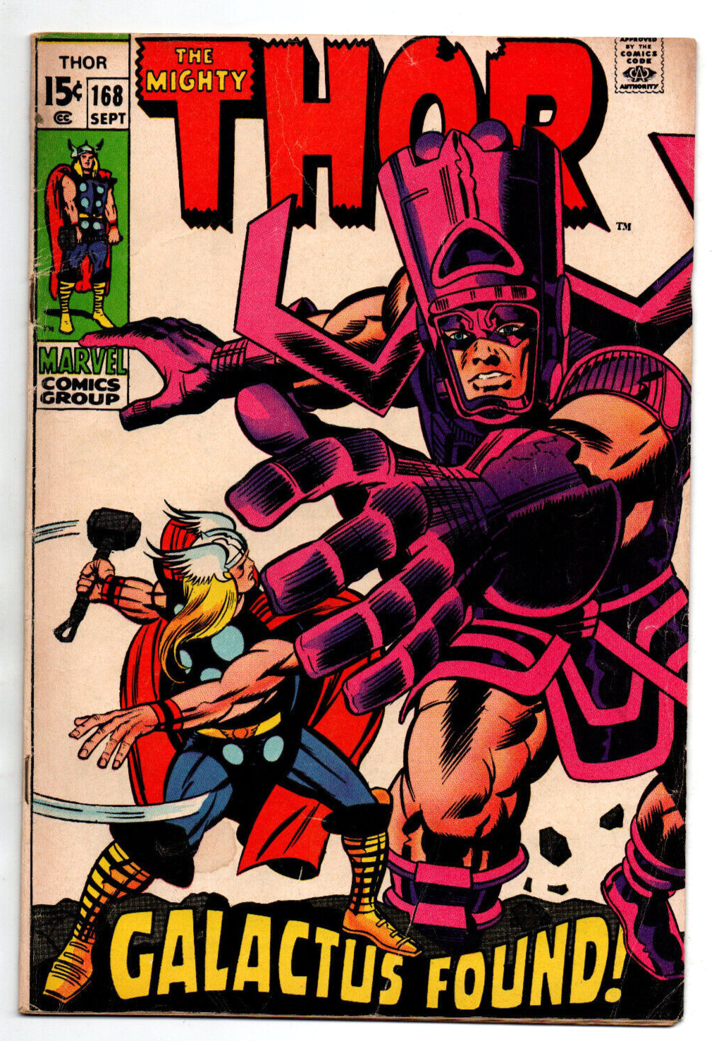 The Mighty Thor #168 - origin of Galactus - KEY - 1969 - VG