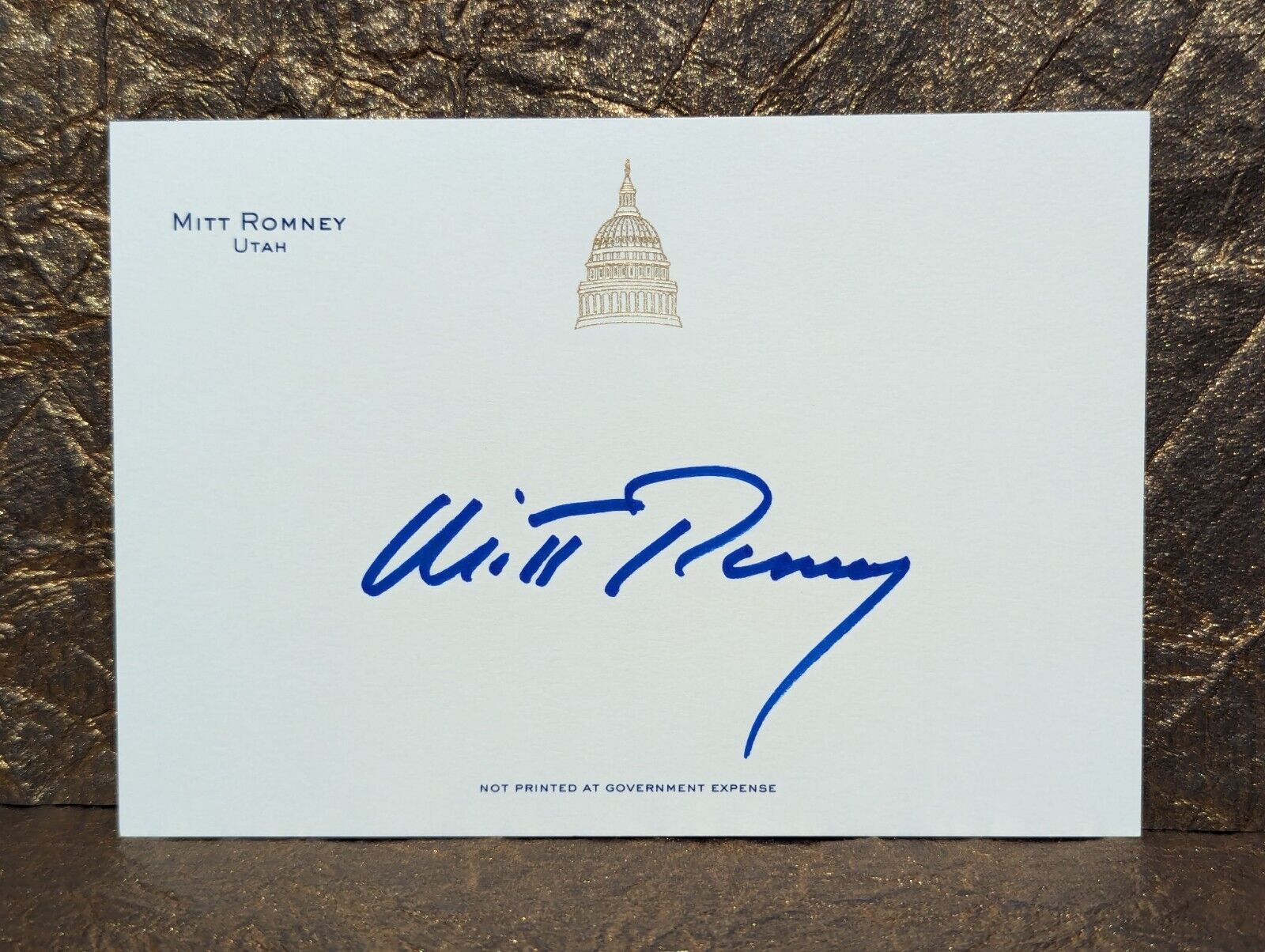 Senator Mitt Romney Autograph PSA DNA  Signed Gold Embossed Official Card