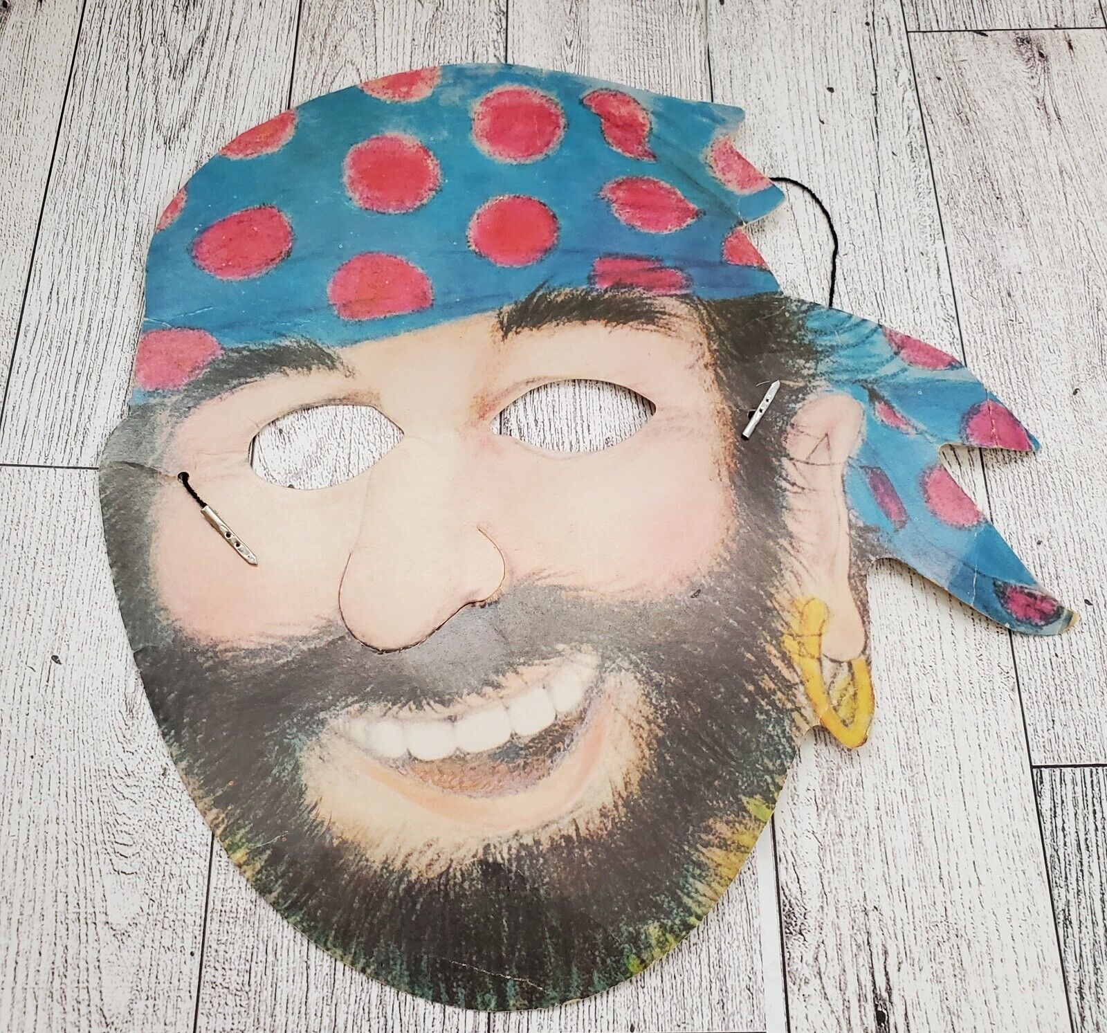 Vintage Glow In Dark Pirate Face Paper Halloween Mask with elastic strap