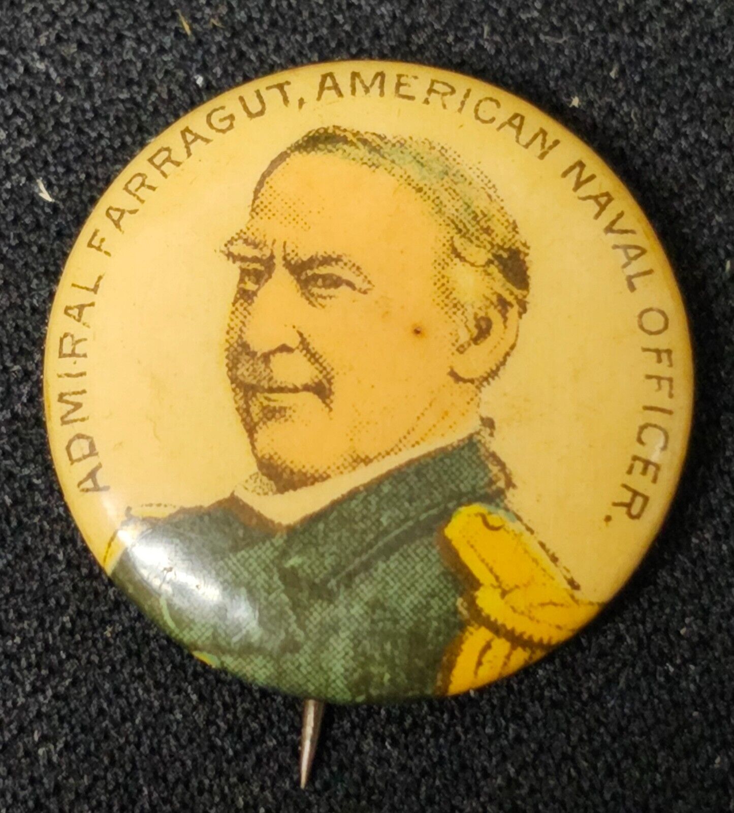 1890's Pepsin Gum Pinback - Admiral Farragut American Naval Officer