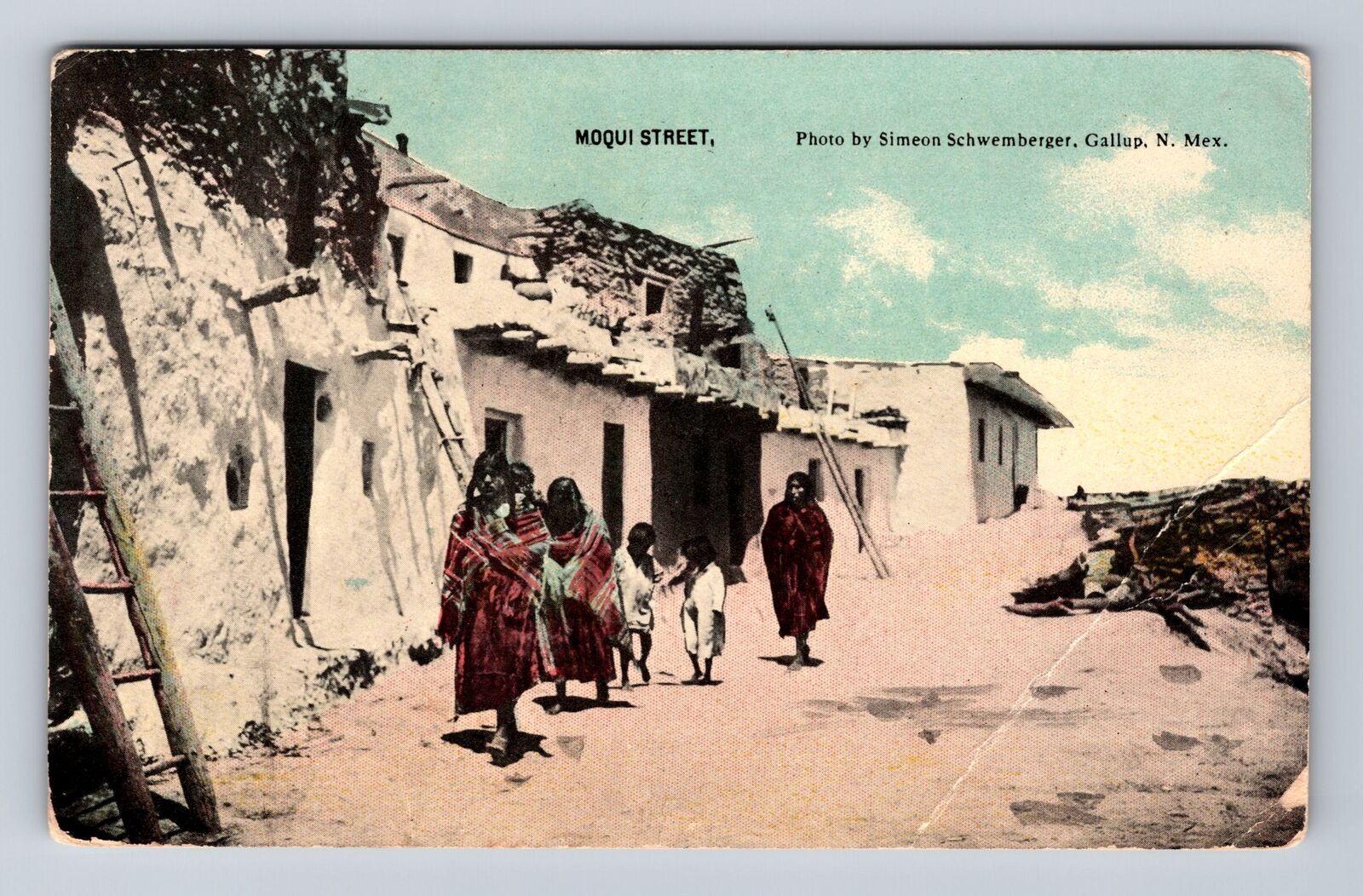 Gallup NM-New Mexico, Moqui Street, Advertisement, Vintage c1913 Postcard