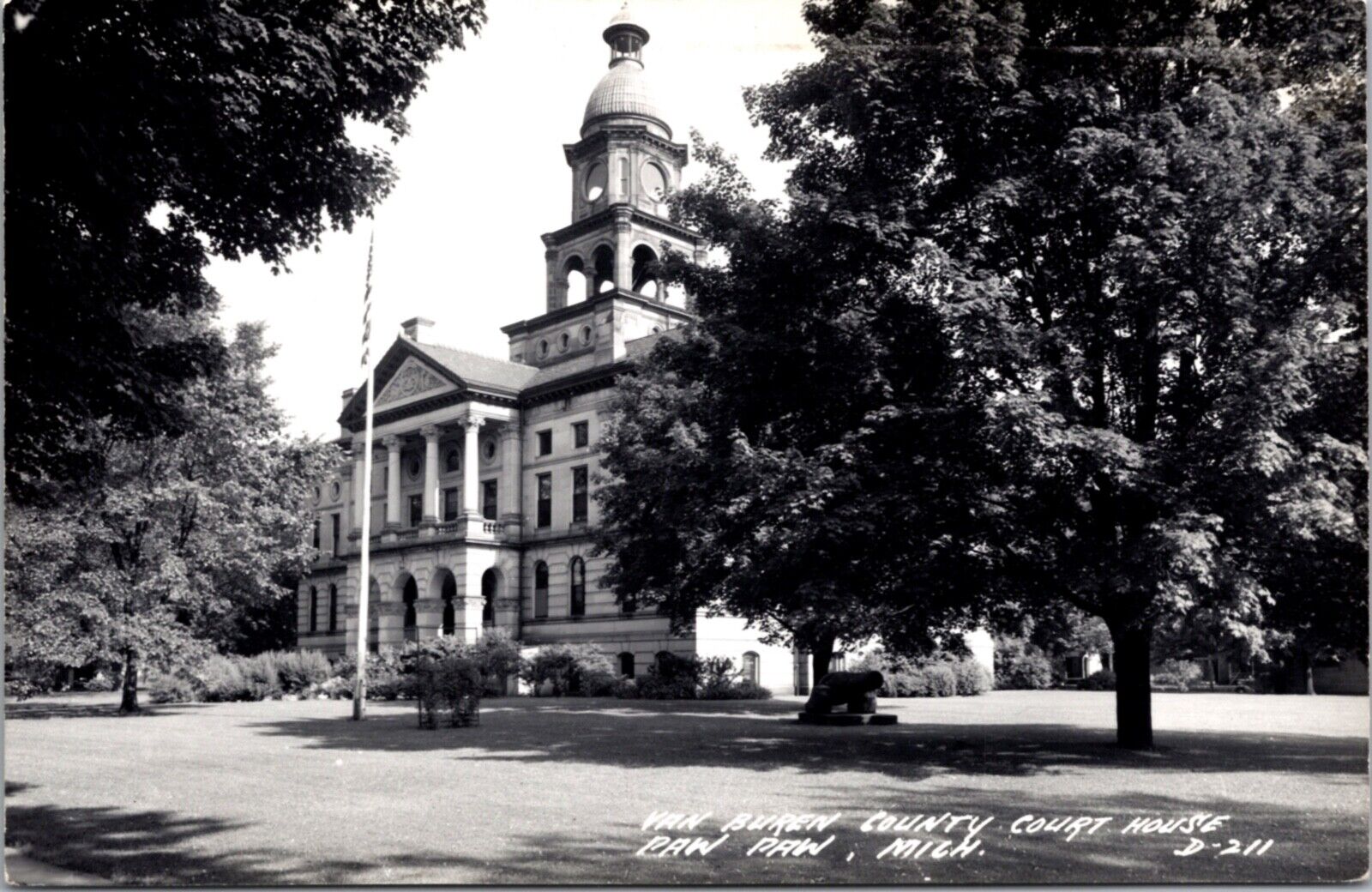 Real Photo Postcard Van Buren County Court House in Paw Paw, Michigan