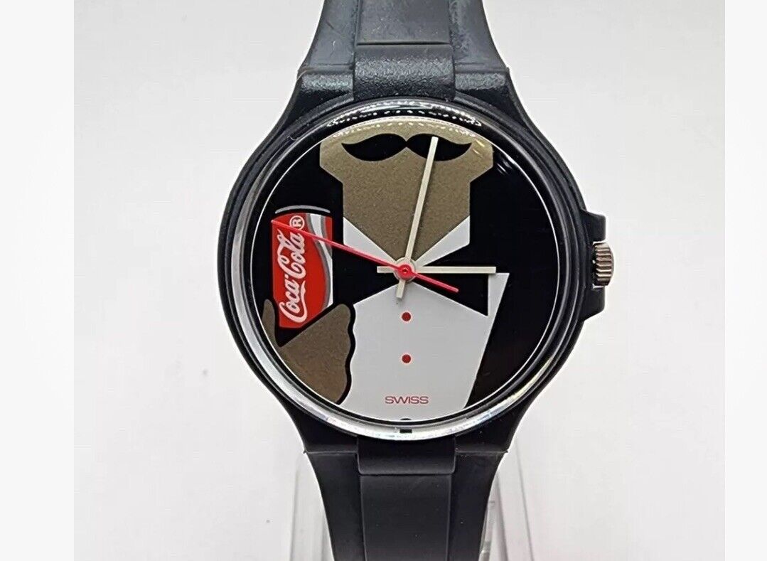 Vintage Swatch Watch Coca Cola Tuxedo 1986 Swiss Men’s Or Women’s
