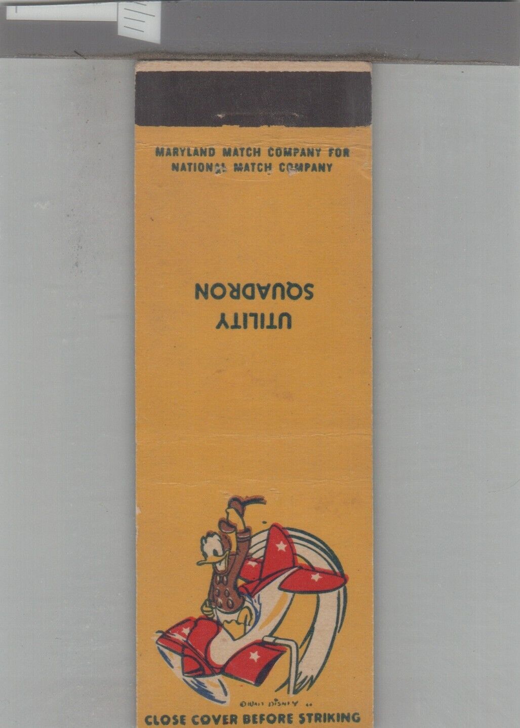 Matchbook Cover WWII Era Disney / US Army Yellow Utility Squadron